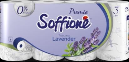 Туалетная бумага SOFFIONE PREMIO  лаванда 3-слойная 8 рулонов