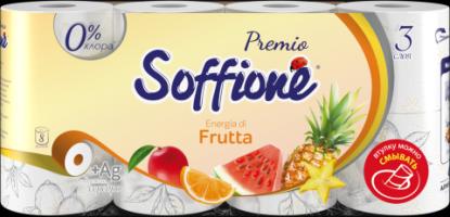 Туалетная бумага SOFFIONE PREMIO  энергия фруктов 3 слоя, 8 рулонов.